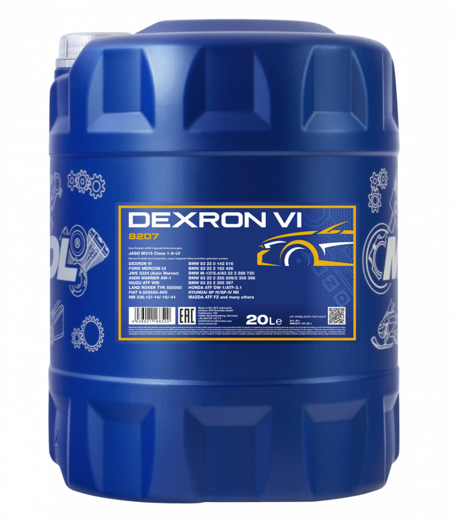 MANNOL DEXRON VI AUTOMATIC TRANSMISSION GEARBOX OIL 20 LITRES CONTAINER